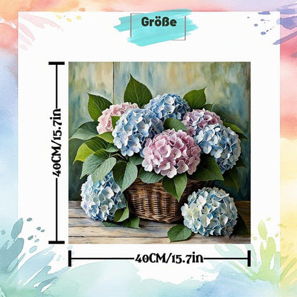 Malen nach Zahlen Erwachsene - Blumenkorb mit Hortensie