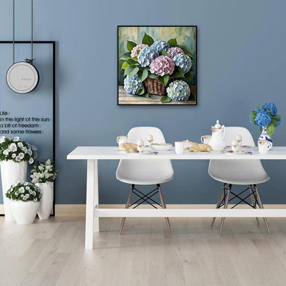 Malen nach Zahlen Erwachsene - Blumenkorb mit Hortensie
