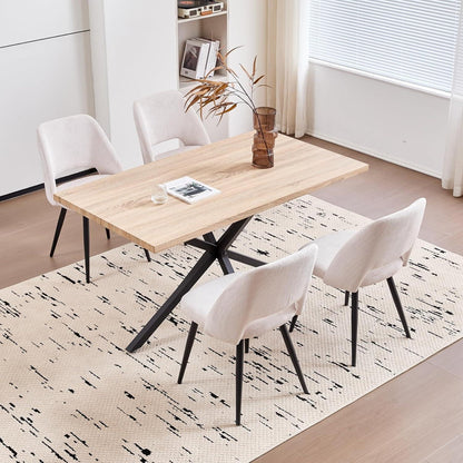 Moderner Esstisch Set mit 4 Cord-Stühlen (140x80cm)
