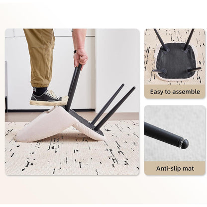 Moderner Esstisch Set mit 4 Cord-Stühlen (140x80cm)