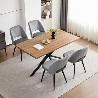 Moderner Esstisch Set mit 4 Cord-Stühlen (140x80cm)