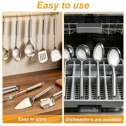 13-teiliges Edelstahl Küchenutensilien Set, Titan Silber Beschichtet