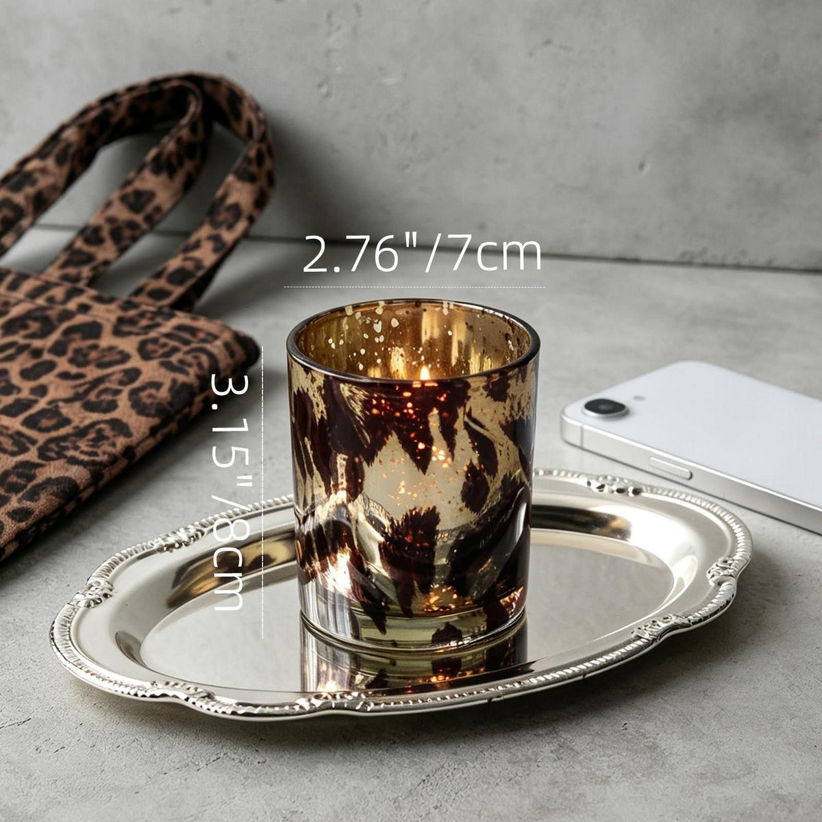 Teelichthalter Leopard 4er Set mit Goldrand