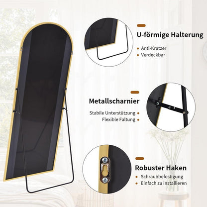 Ganzkörperspiegel Bogenförmig Gold | 170x70cm, Stand- & Wandspiegel