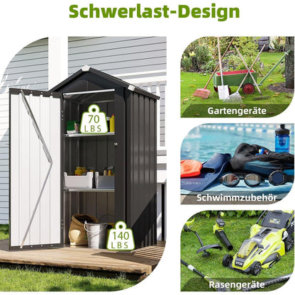 Wetterfestes Gartenhaus Metall 87,5x67 cm mit 2 Einlegeböden