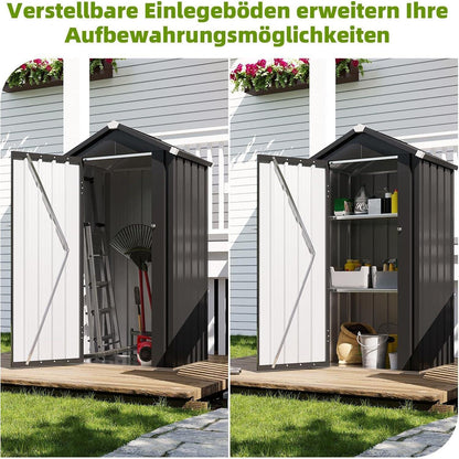 Wetterfestes Gartenhaus Metall 87,5x67 cm mit 2 Einlegeböden