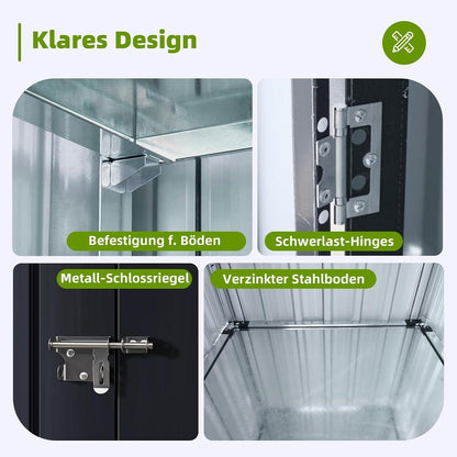 Wetterfestes Gartenhaus Metall 87,5x67 cm mit 2 Einlegeböden