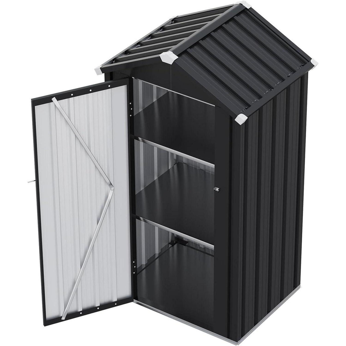 Wetterfestes Gartenhaus Metall 87,5x67 cm mit 2 Einlegeböden