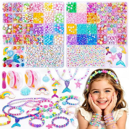 Schmuck Bastelset Mädchen – Perlen Set für Armbänder & Ketten