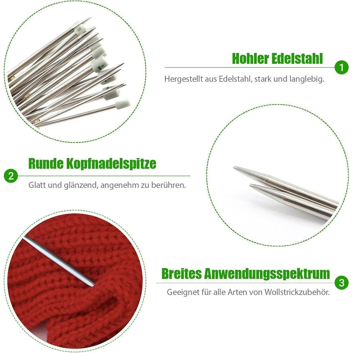 13 Paar Edelstahl Stricknadel Set – 25cm, Vielseitig & Hochwertig