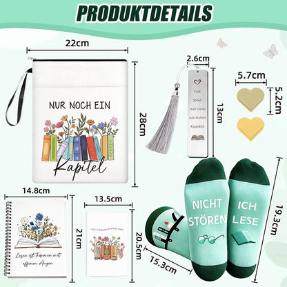 Geschenkset für Buchliebhaber: 6-teiliges Set mit Socken & Zubehör