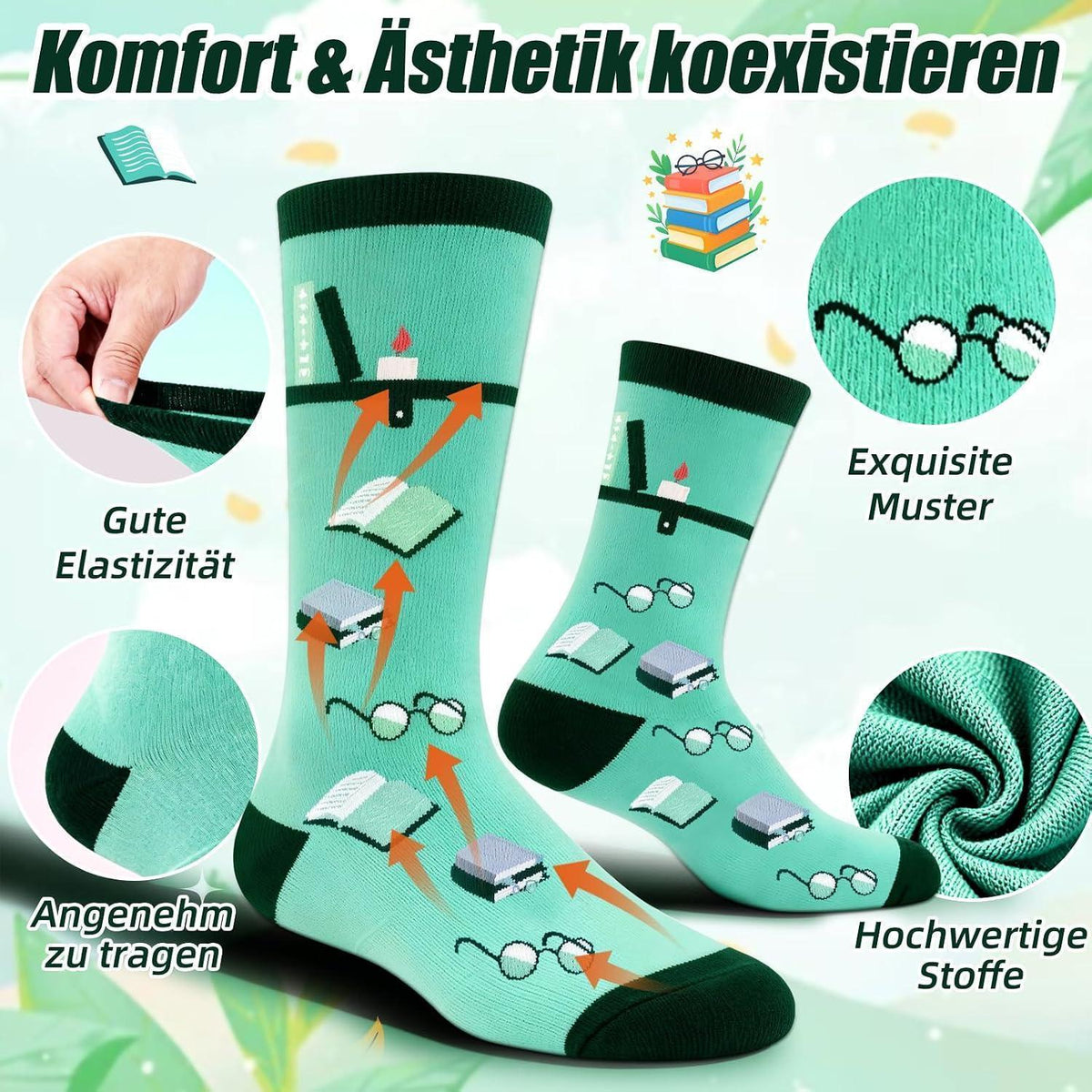 Geschenkset für Buchliebhaber: 6-teiliges Set mit Socken & Zubehör