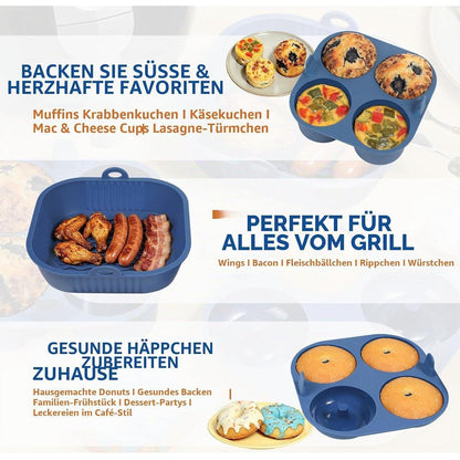 3x Silikon Muffinform & Donut Backform für Airfryer