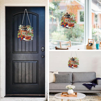 5D Diamantmalerei Teekanne Anhänger - DIY Fensterbild Set