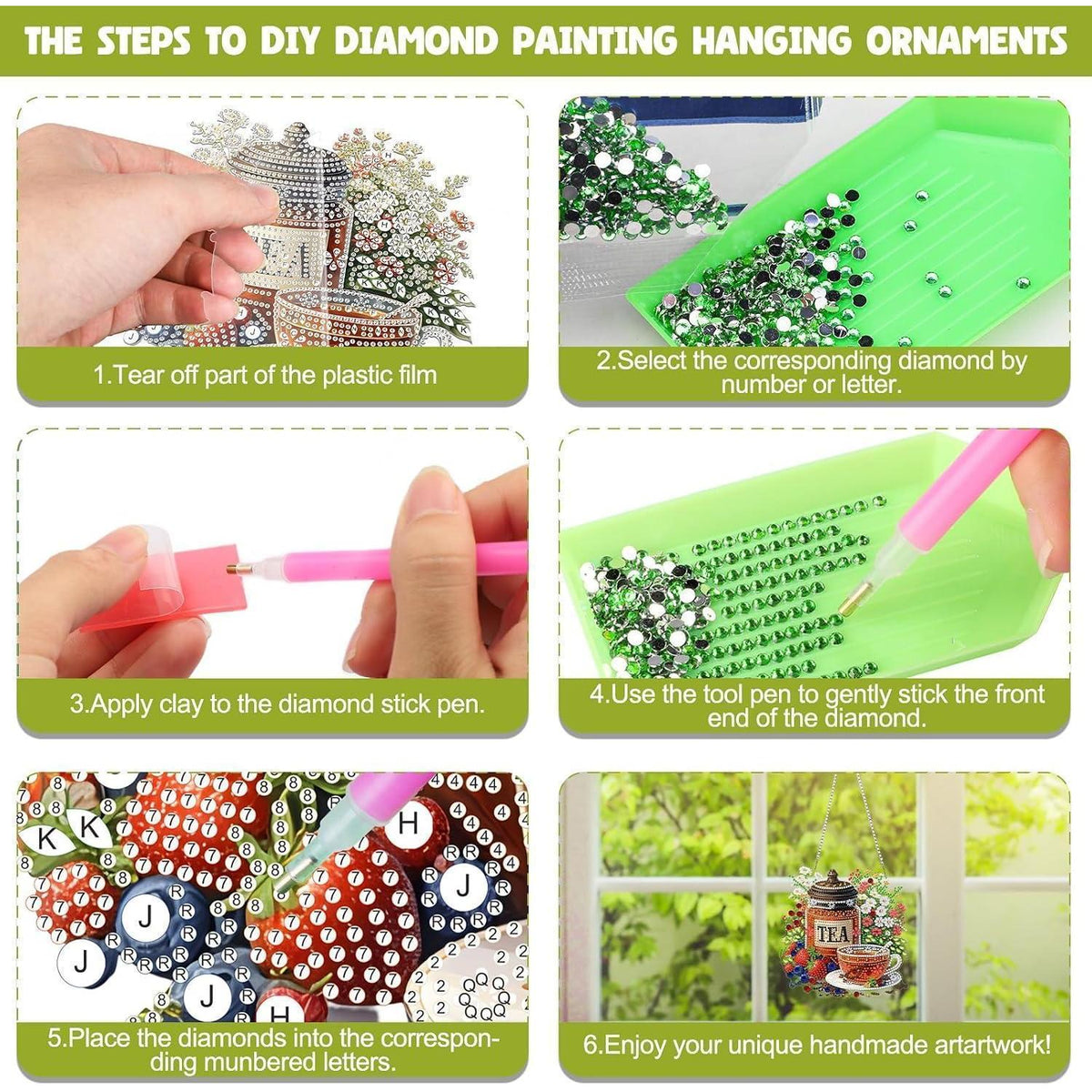 5D Diamantmalerei Teekanne Anhänger - DIY Fensterbild Set