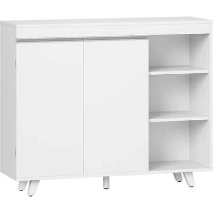 Weißer Badezimmerschrank mit 2 Türen & 3 offenen Regalen