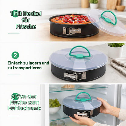 Runde Kuchenform 28cm mit Deckel & Antihaftbeschichtung