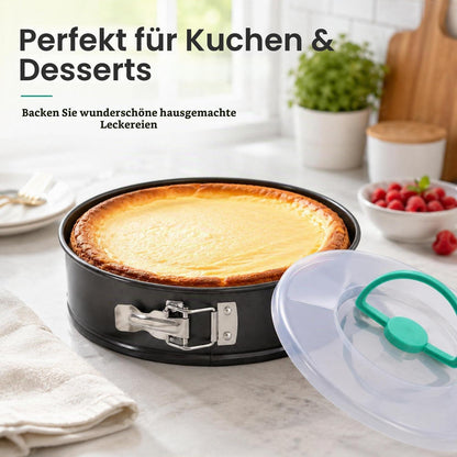 Runde Kuchenform 28cm mit Deckel & Antihaftbeschichtung