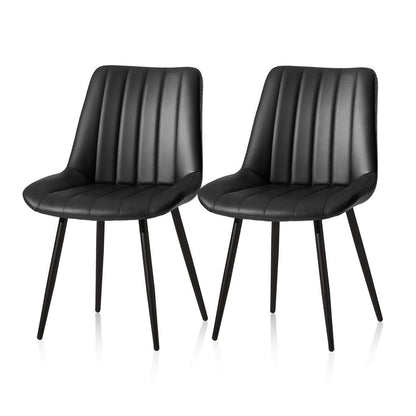 Esszimmerstühle 2er Set, Schwarz in Lederoptik