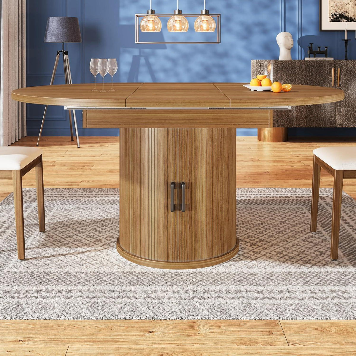 Runder Ausziehtisch mit Stauraum – Esszimmertisch für Küche & Wohnzimmer