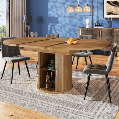 Runder Ausziehtisch mit Stauraum – Esszimmertisch für Küche & Wohnzimmer
