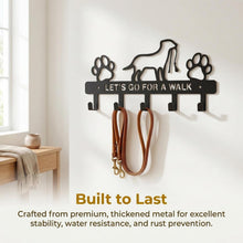 Hundegarderobe mit 5 Haken – Schlüsselbrett & Leinenhalter Schwarz