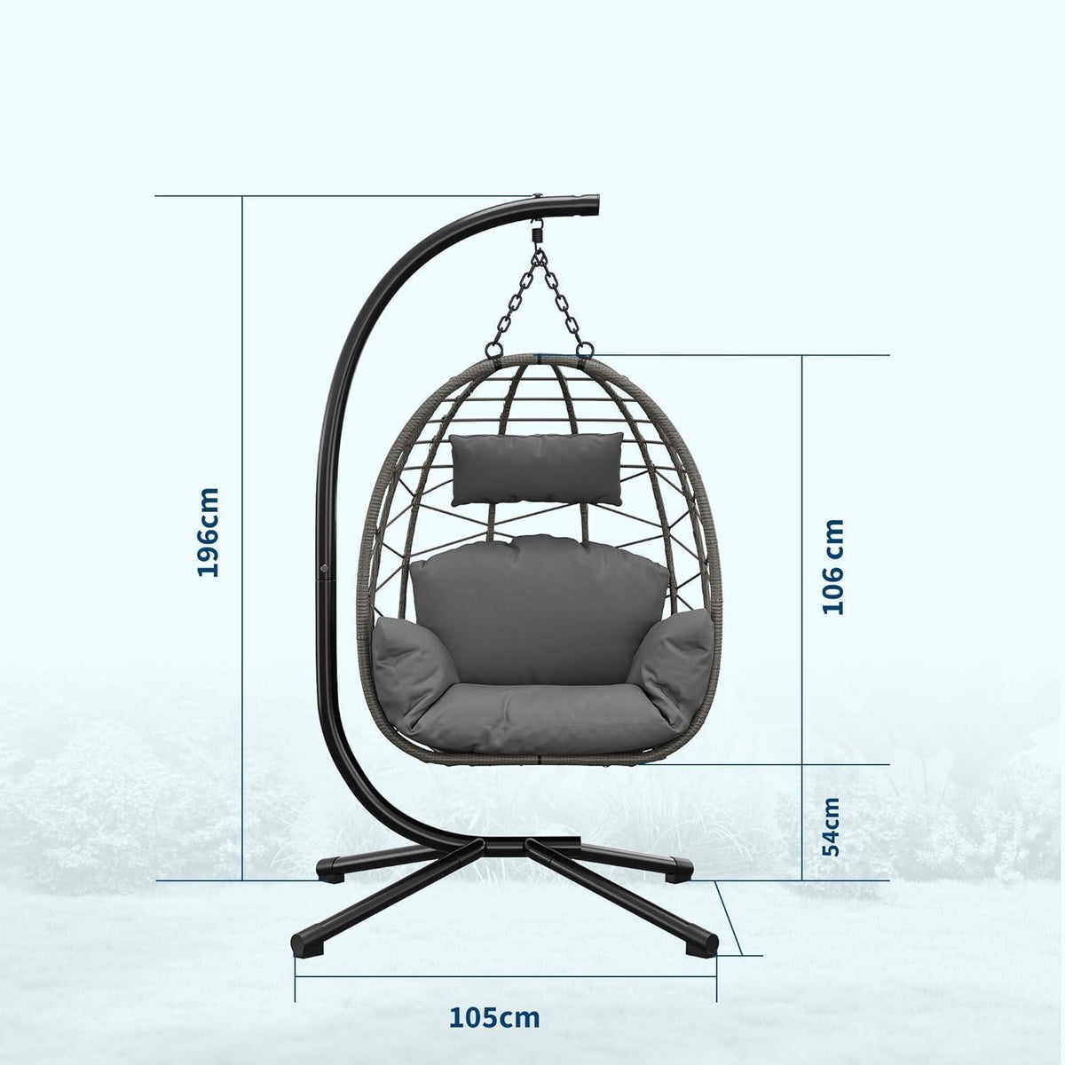 Hängesessel mit Gestell Grau – Outdoor & Indoor Komfort