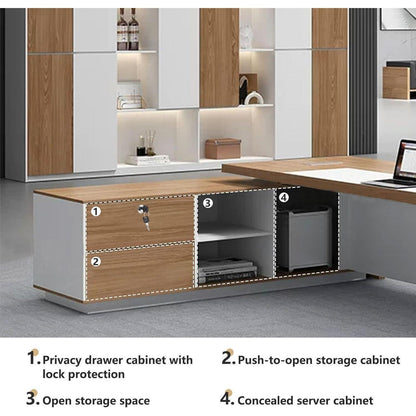 Moderner L-förmiger Schreibtisch mit Stauraum – Großer Bürotisch für Büro & Homeoffice