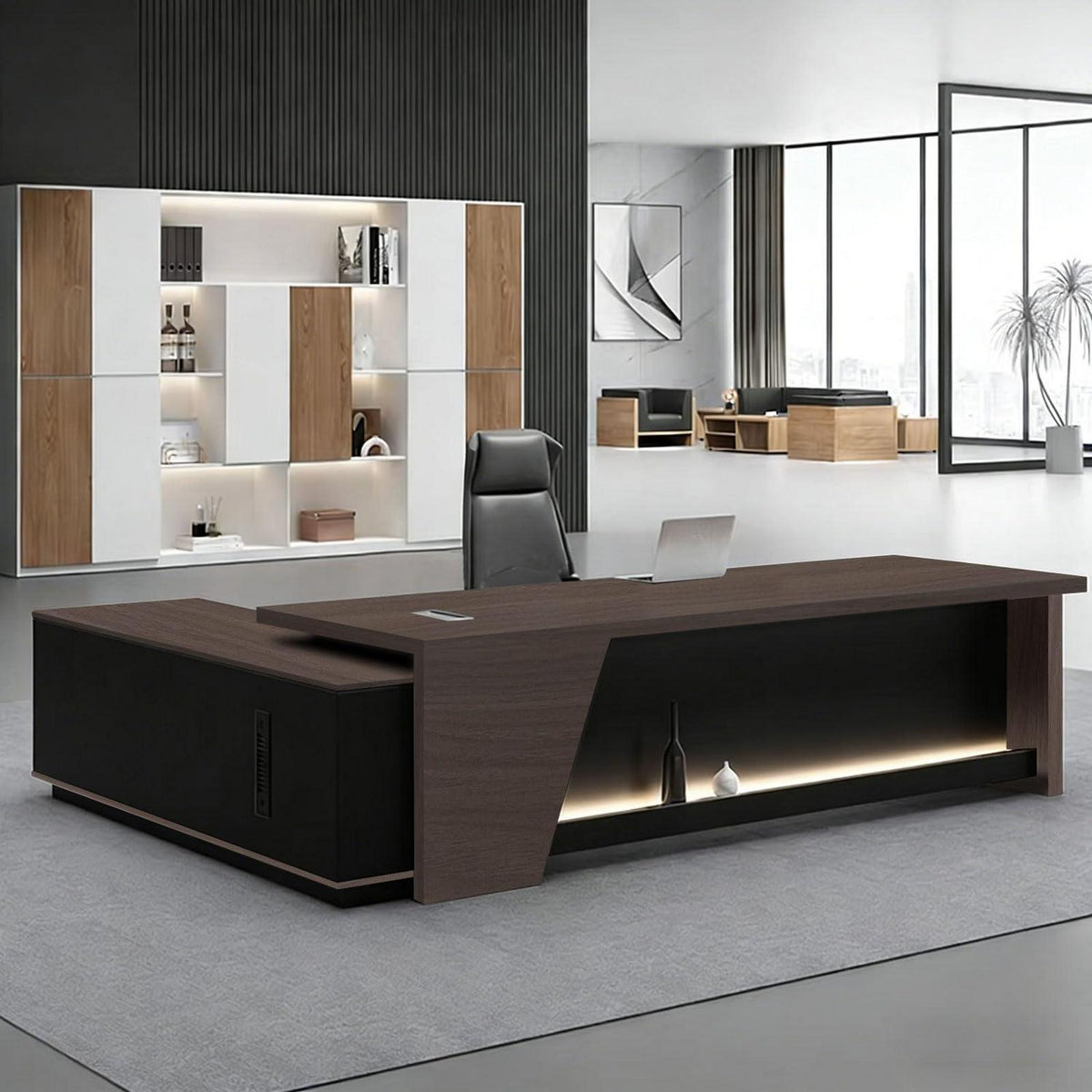 Moderner L-förmiger Schreibtisch mit Stauraum – Großer Bürotisch für Büro & Homeoffice