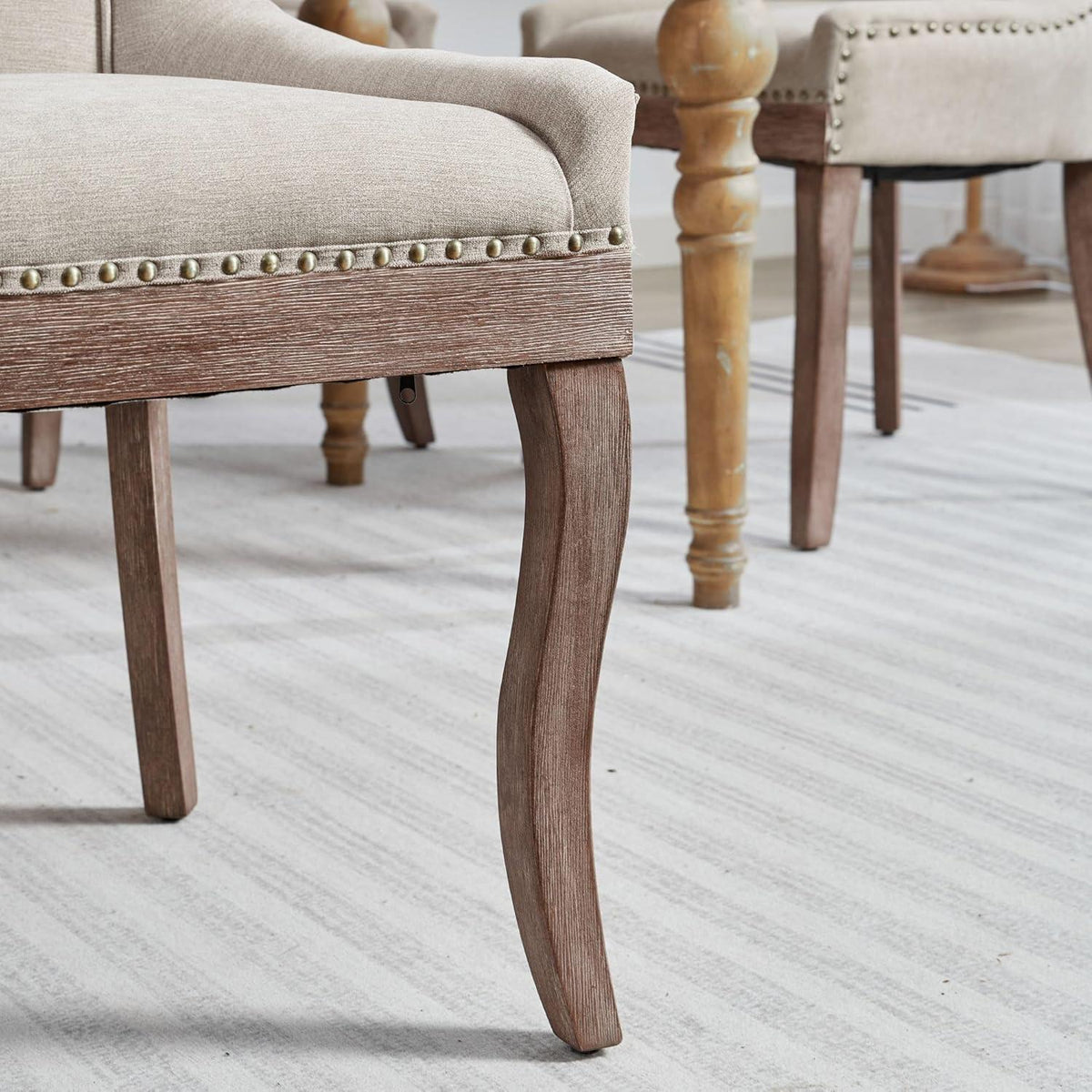 Esszimmerstühle 2er Set – Gepolsterte Chenille Stühle mit Holzbeinen