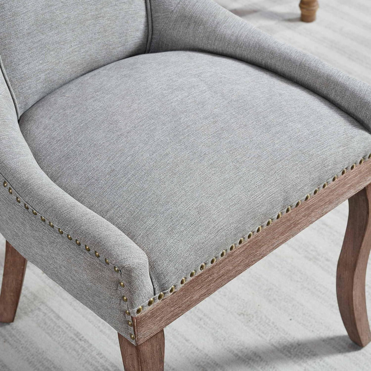 Esszimmerstühle 6er Set, Gepolsterte Chenille Stühle Grau