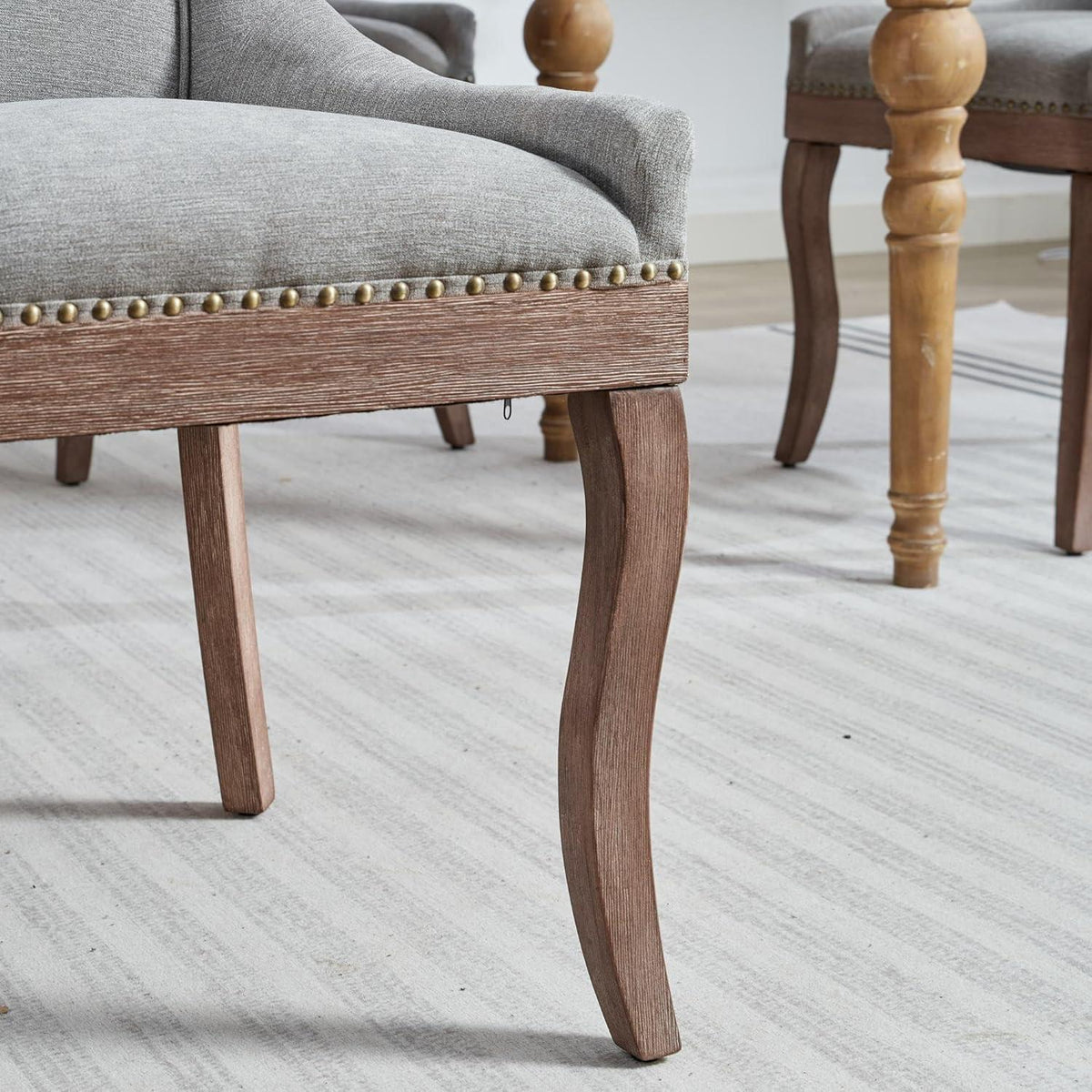 Esszimmerstühle 6er Set, Gepolsterte Chenille Stühle Grau