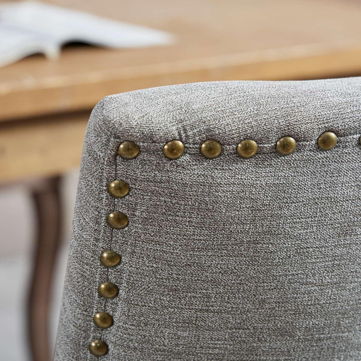 Esszimmerstühle 6er Set, Gepolsterte Chenille Stühle Grau