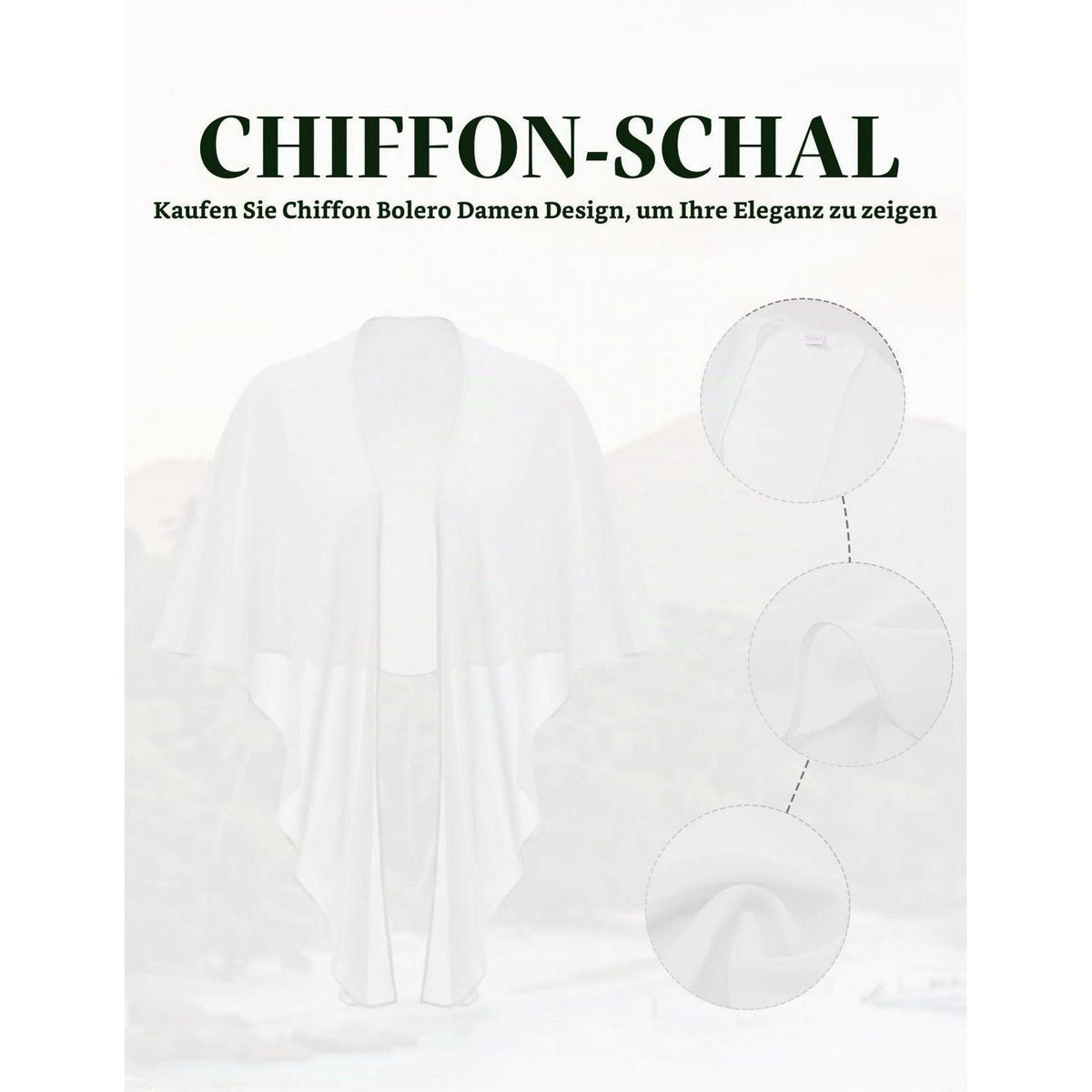 Chiffon Bolero Damen leicht elegant Stola weiches Schultertuch für Abendkleider