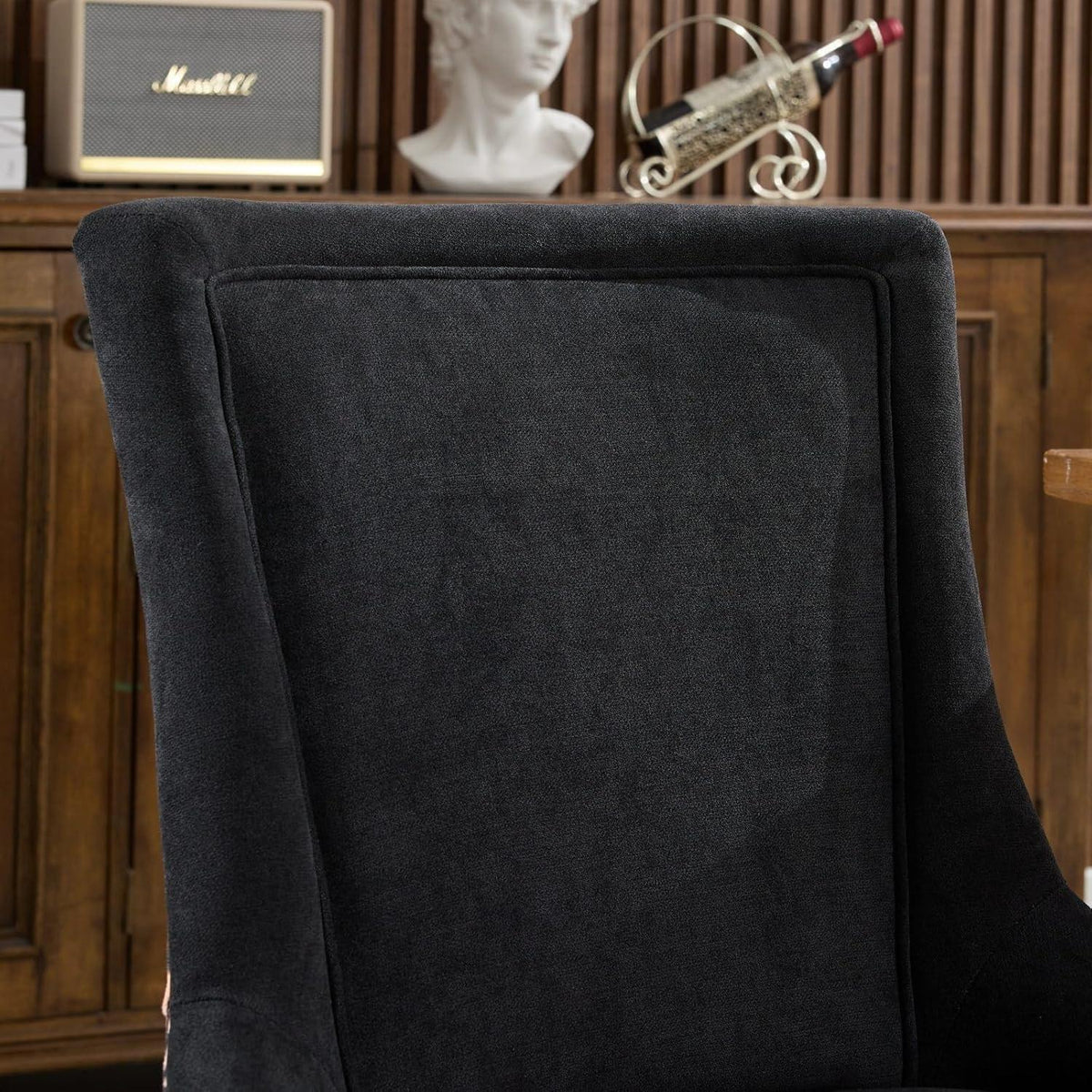 Esszimmerstühle 2er Set, Gepolsterte Chenille Stühle mit Holzbeinen