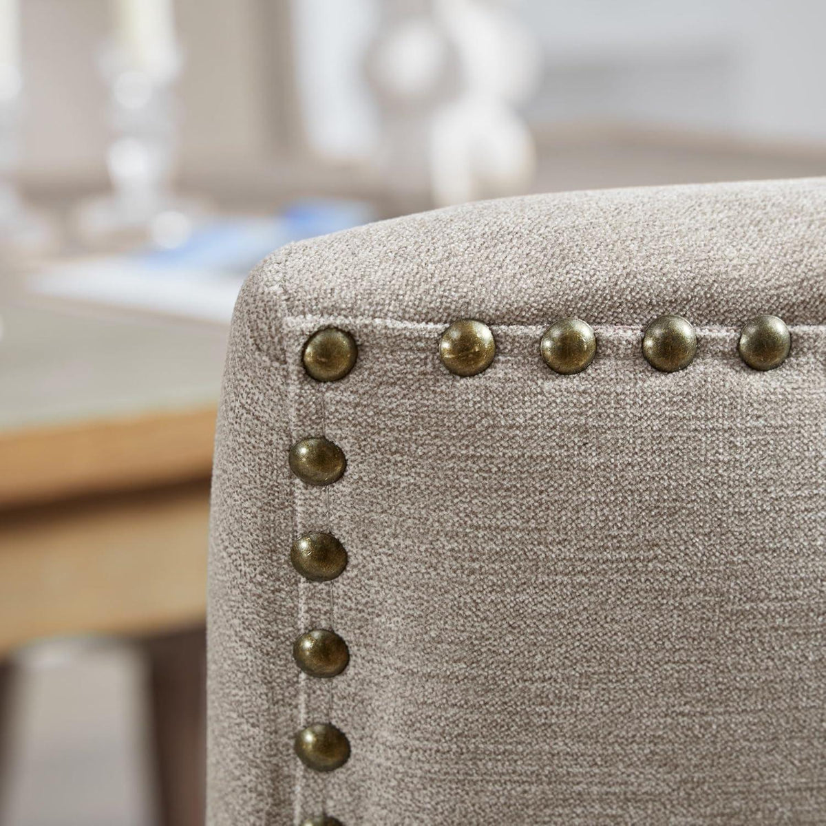 Esszimmerstühle 4er Set, Gepolsterte Chenille Stühle mit Holzbeinen
