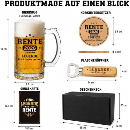 Geschenk zur Rente 2026: 4-teiliges Bierglas Set für Männer