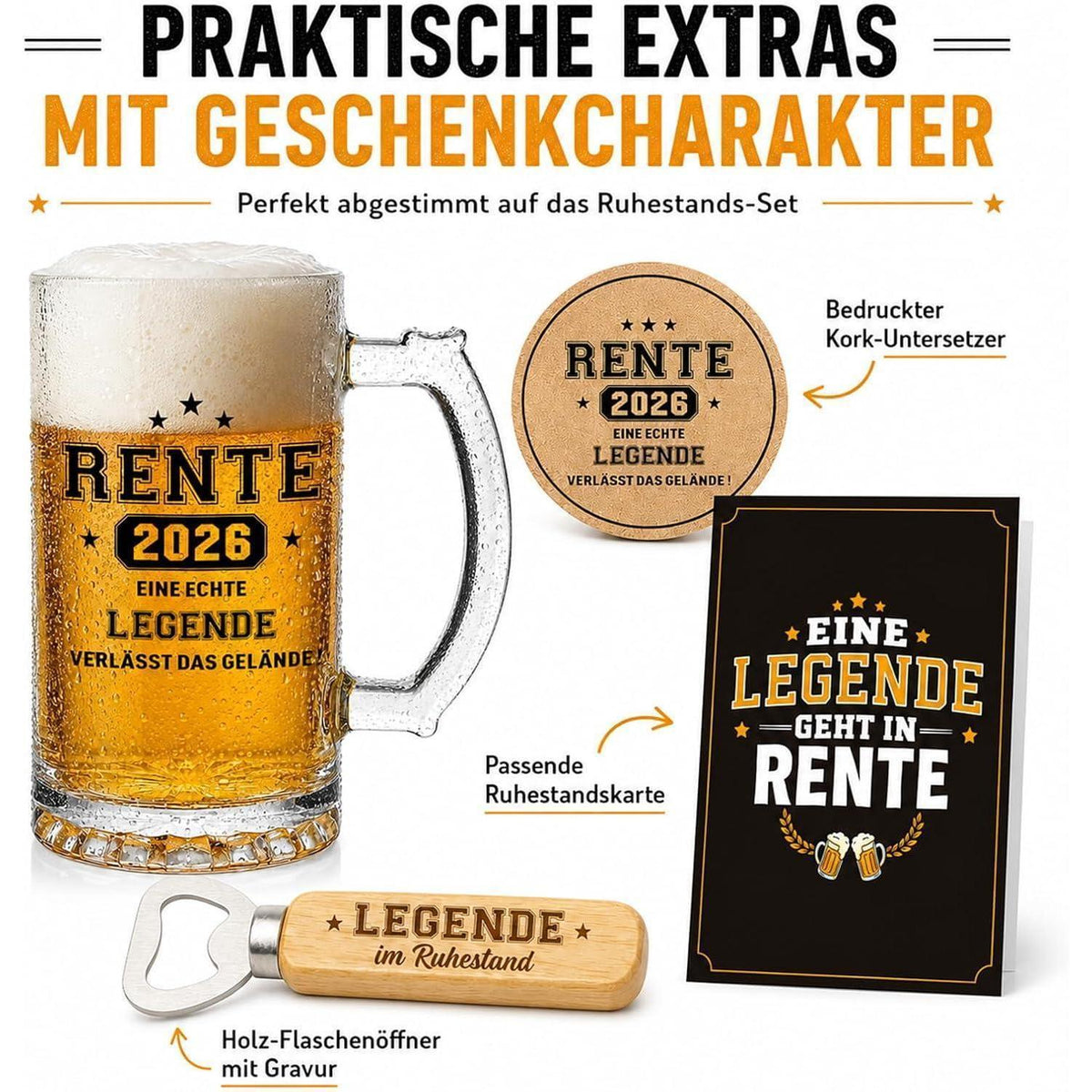 Geschenk zur Rente 2026: 4-teiliges Bierglas Set für Männer