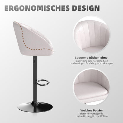 Verstellbarer Barhocker Set (2x) – Beige, atmungsaktiv & bequem