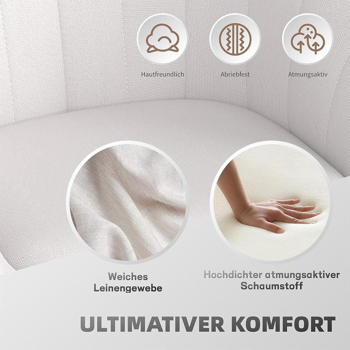 Verstellbarer Barhocker Set (2x) – Beige, atmungsaktiv & bequem
