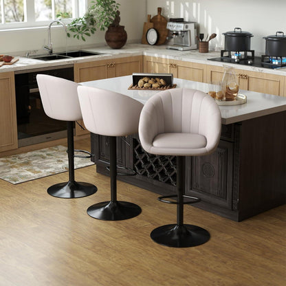 Verstellbarer Barhocker mit Lehne & Fußstütze – Beige