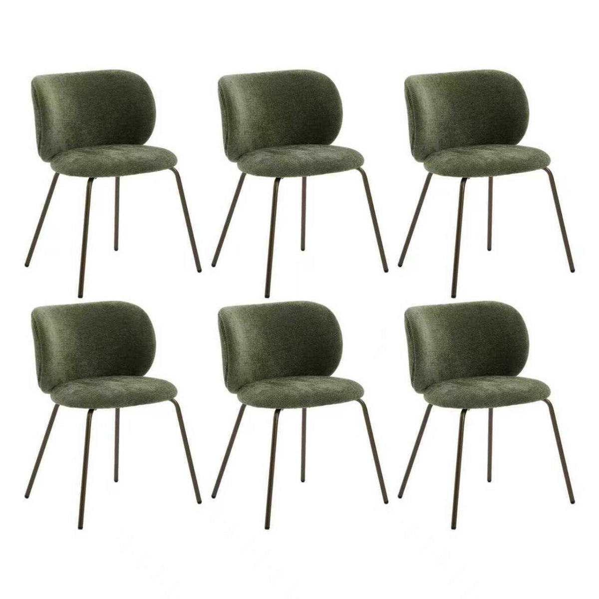 Esszimmerstühle Set 6 Olivgrün, Chenille Stoff, Modern