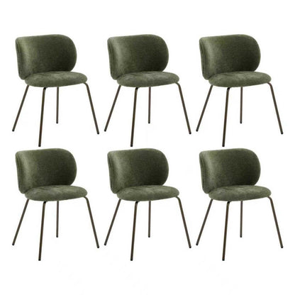 Esszimmerstühle Set 6 Olivgrün, Chenille Stoff, Modern