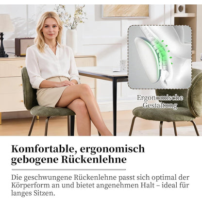 Esszimmerstühle Set 6 Olivgrün, Chenille Stoff, Modern
