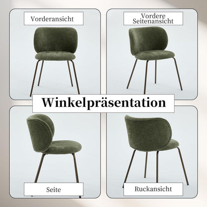 Esszimmerstühle Set 6 Olivgrün, Chenille Stoff, Modern
