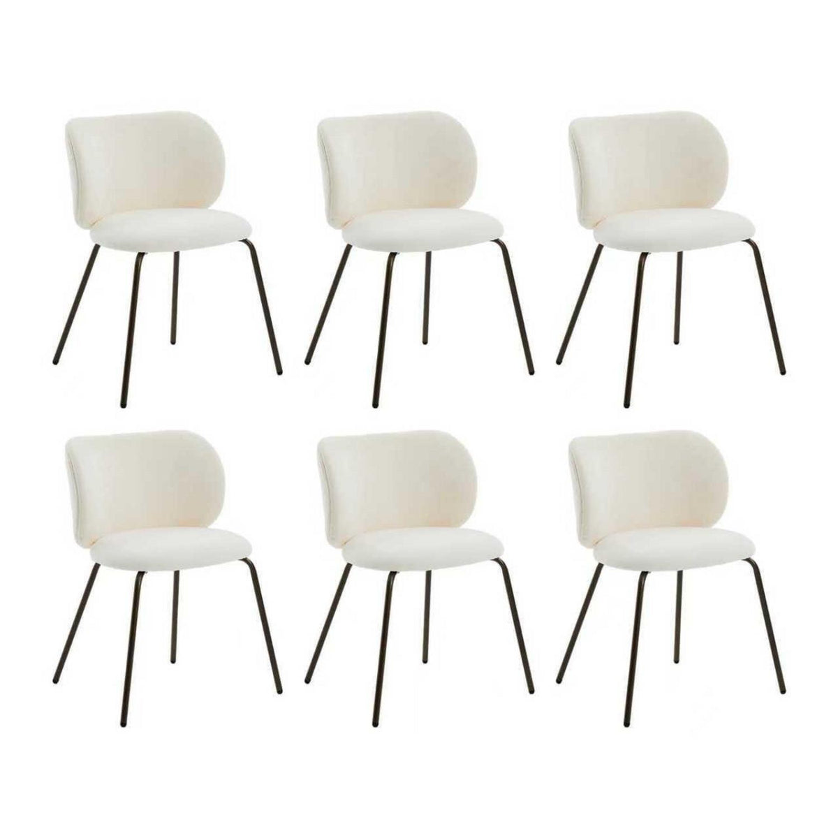 Esszimmerstühle 6er Set, Chenille Stoff, Creme Weiß