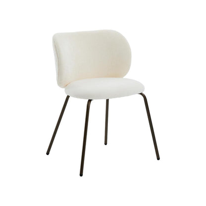 Moderner Esszimmerstuhl Chenille Creme Weiß – Bequemer Polsterstuhl