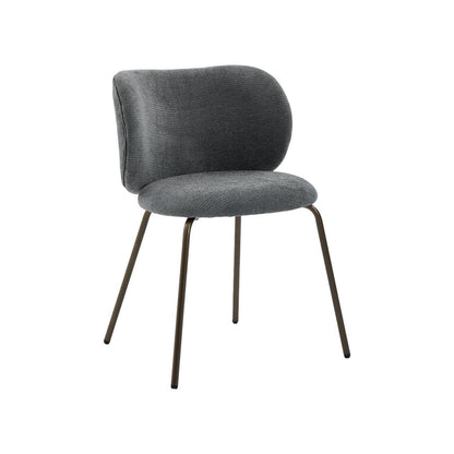 Moderner Esszimmerstuhl Grau, Chenille Stoff & Metallbeine