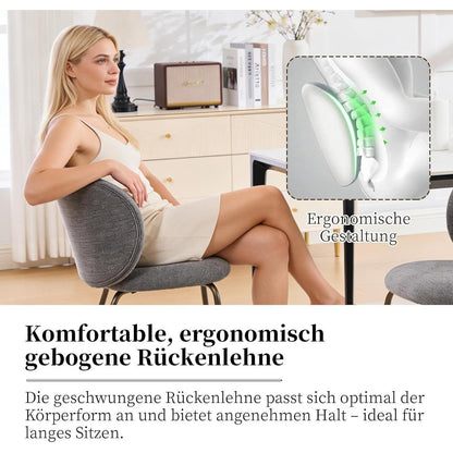 Moderner Esszimmerstuhl Grau, Chenille Stoff & Metallbeine
