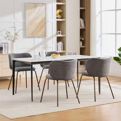 Esszimmerstühle Set Grau, Chenille Stoff, Moderne Küchenstühle
